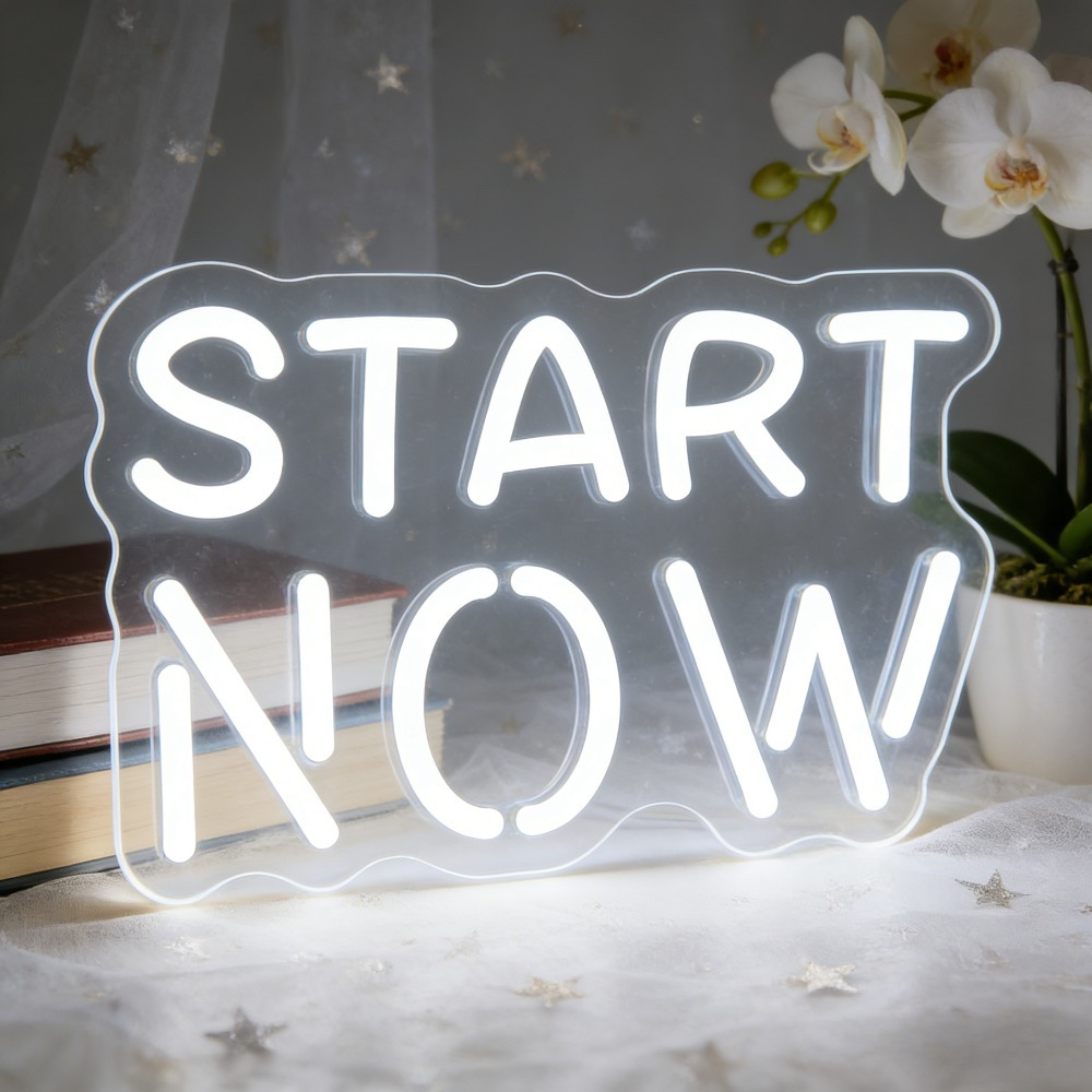 Outdoor Lighting Quotes - Letreiro Neon Motivacional 'Comece Agora' -