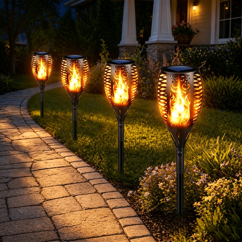 Fire Torch Solar - Pacote com 1/2/4 Luzes LED Solares