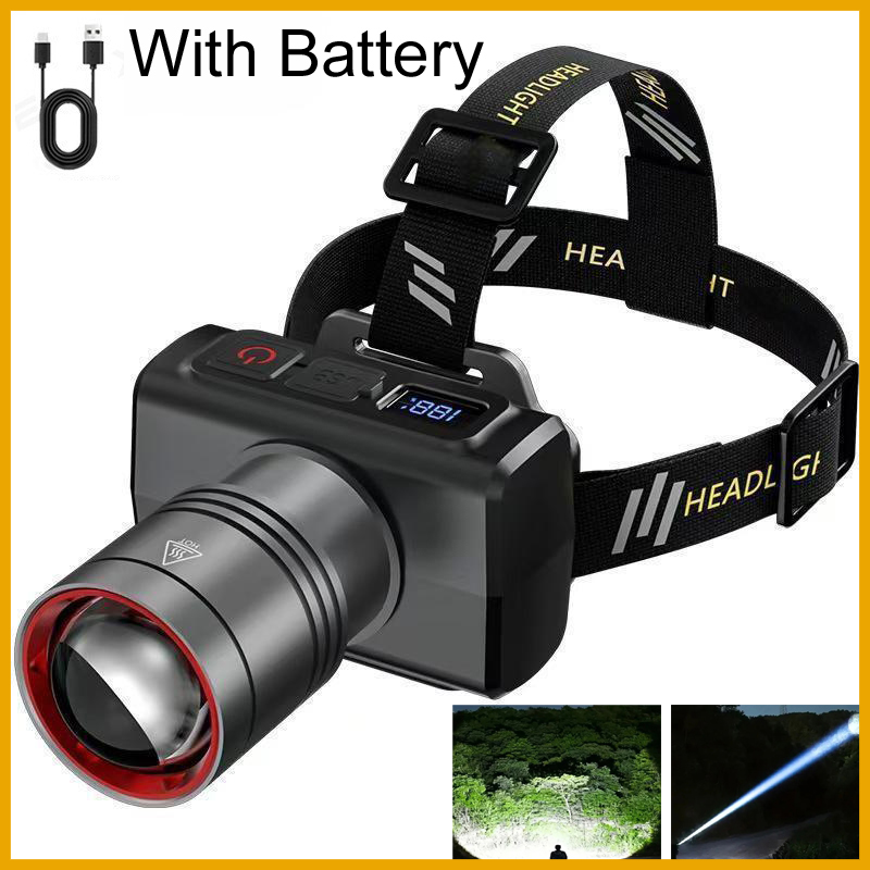 Outdoor Lighting With Sensor - Lanterna de Cabeça Digital LED Recarregável