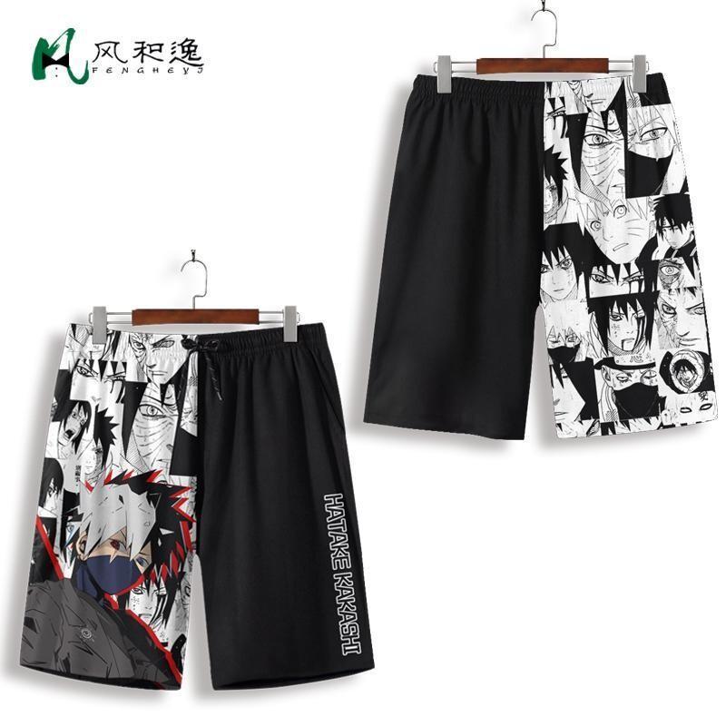 Outdoor Lighting Japan - Shorts de Anime Naruto Masculinos Casuais