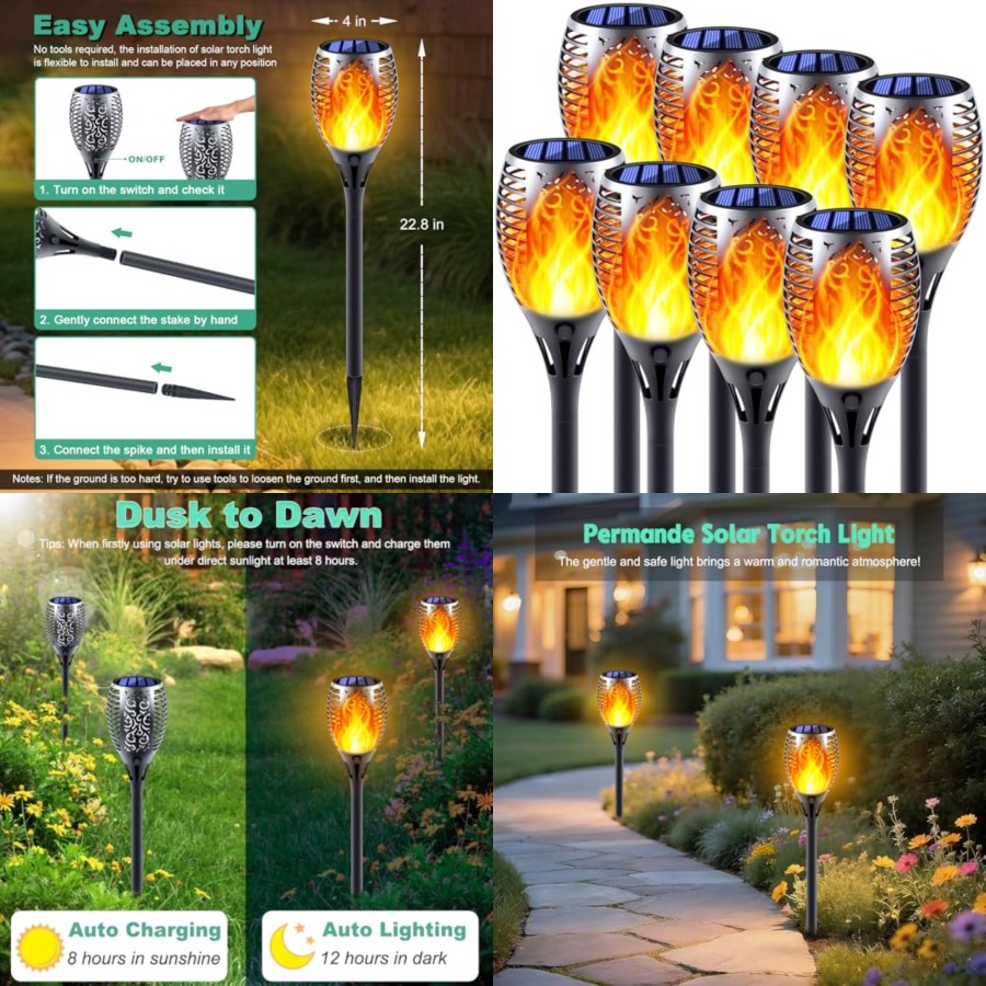 Fire Torch Solar - Luzes Solares com Efeito de Chama