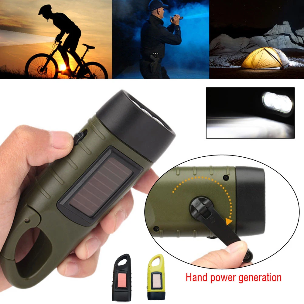 Fire Torch Solar - Lanterna LED Recarregável com Manivela e