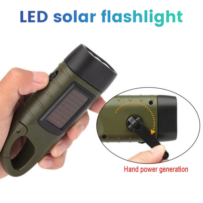 Fire Torch Solar - Lanterna LED Recarregável Solar com Manivela