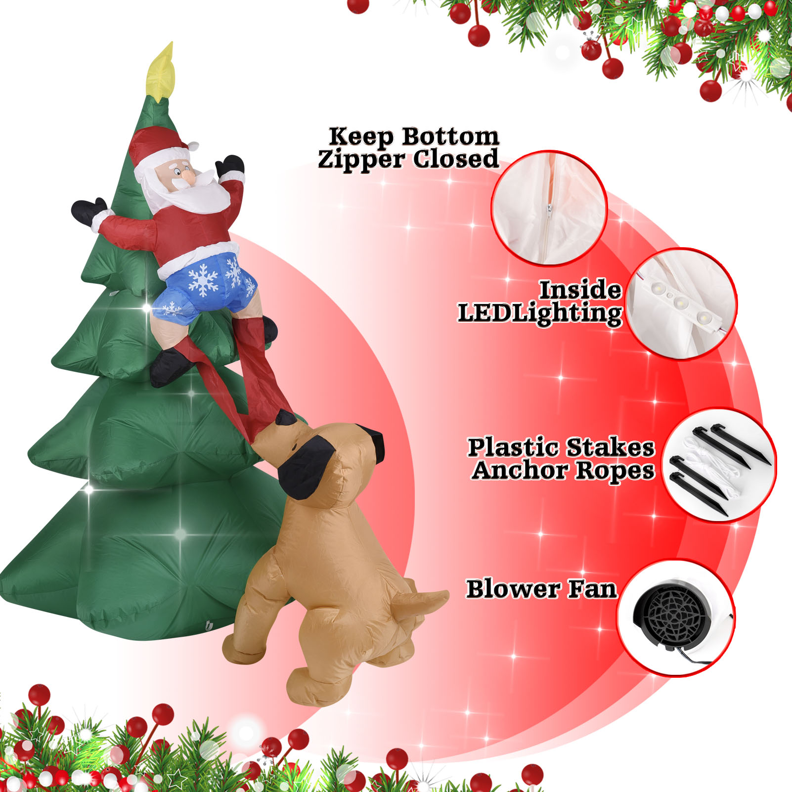 Cão inflável de natal com árvo - Outdoor Lighting Xmas avaliação e preço
