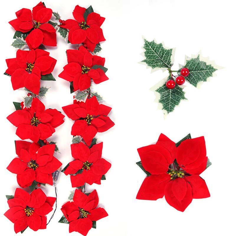 2/3m Natal Poinsétia Flor Garl - Outdoor Lighting Xmas avaliação e preço