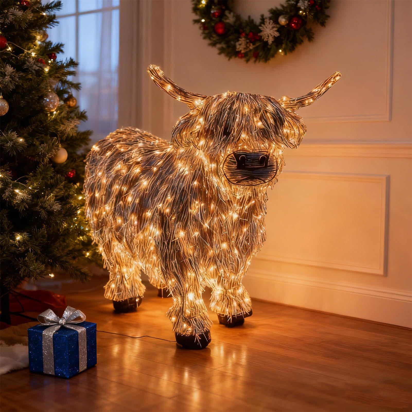 Decorações de vaca 3d vaca ilu - Outdoor Lighting Xmas avaliação e preço