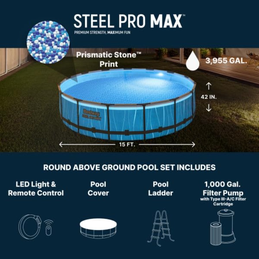 Piscina acima do solo de 15' x - Outdoor Lighting Around Pool avaliação e preço